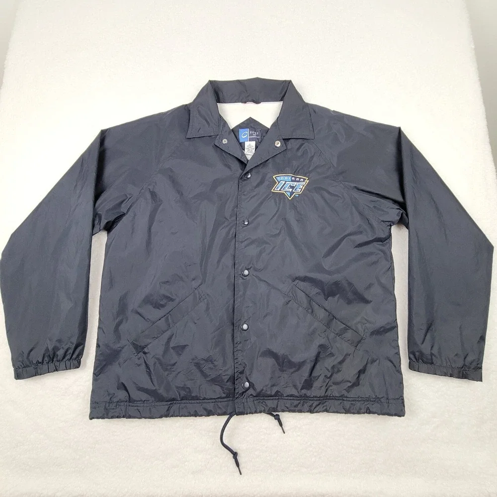 Port and Company Indiana Ice Windbreaker Jacket Mens Large Blue Nylon Snap Front